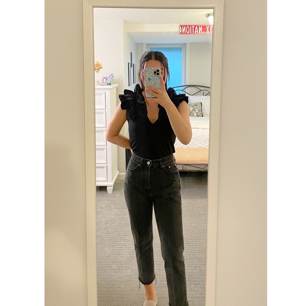 Zara Black Ruffle Tank